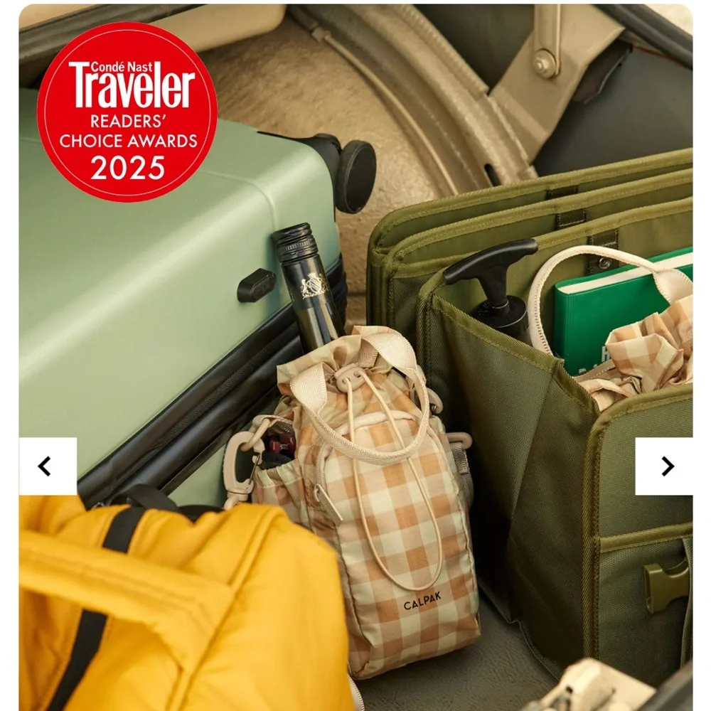 Calpak Beige Plaid Crossbody Water Bottle Holder - Picture 2 of 4